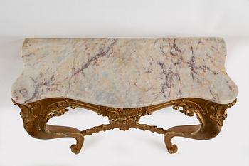 A mirror and console table, late 19th century.