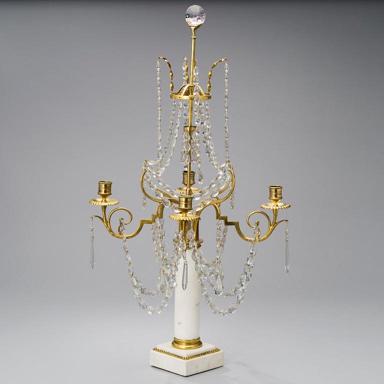 A CUT-GLASS TABLE CANDELABRA, Sweden late 18th Century.