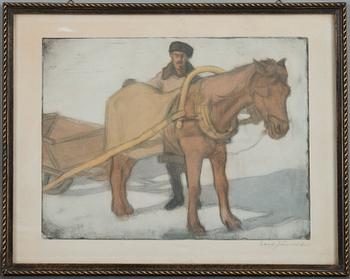 Eero Järnefelt, "HORSEMAN WITH HIS HORSE".