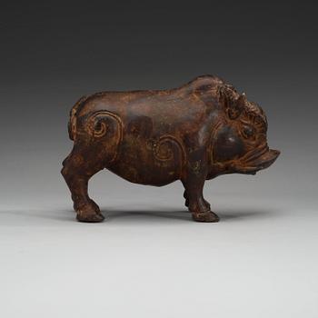 A bronze boar, Presumably Java, Indonesia, 14th Century.