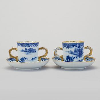 KOPPAR med FAT, ett par, kompaniporslin, Qianlong 1736-95.