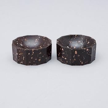 Two matched Swedish 19th century porphyry salts.