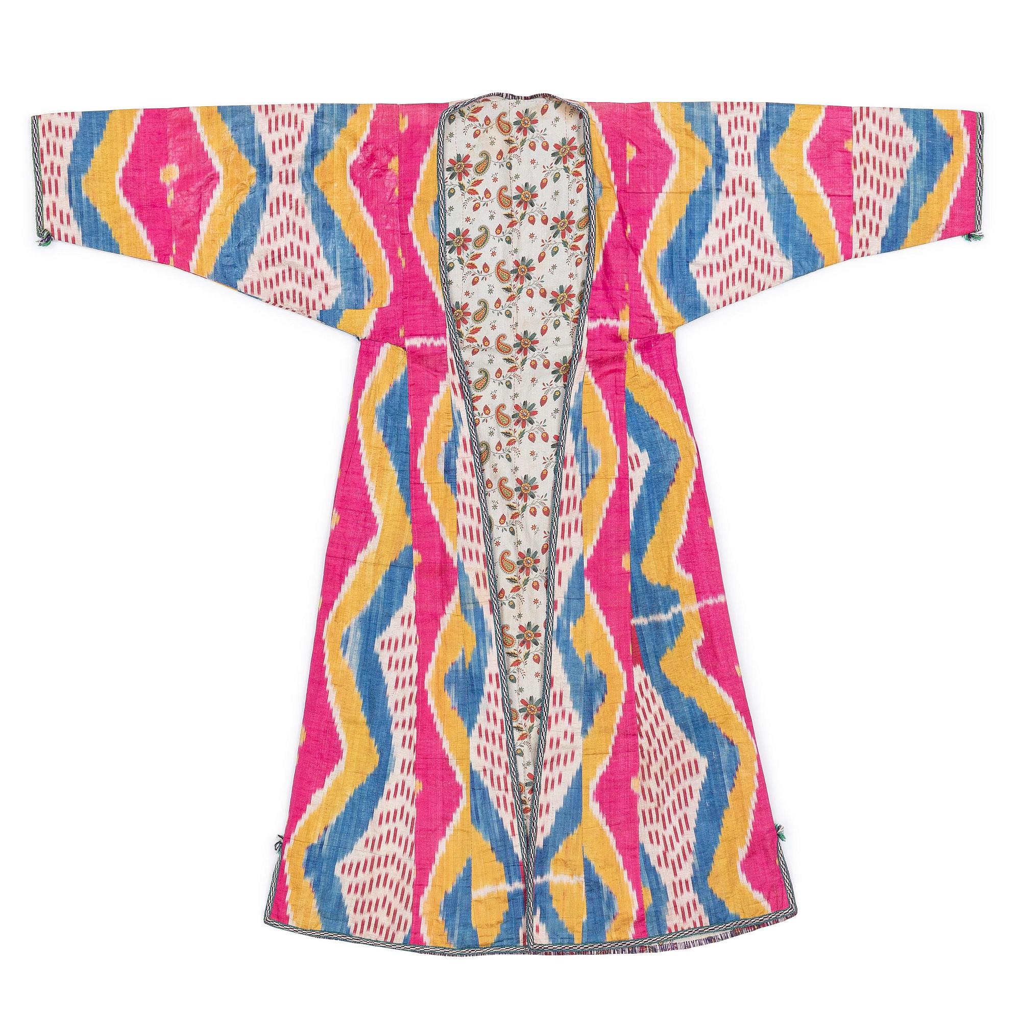 A woman’s Chapan, silk and cotton Ikat, Central Asia, 1880s.