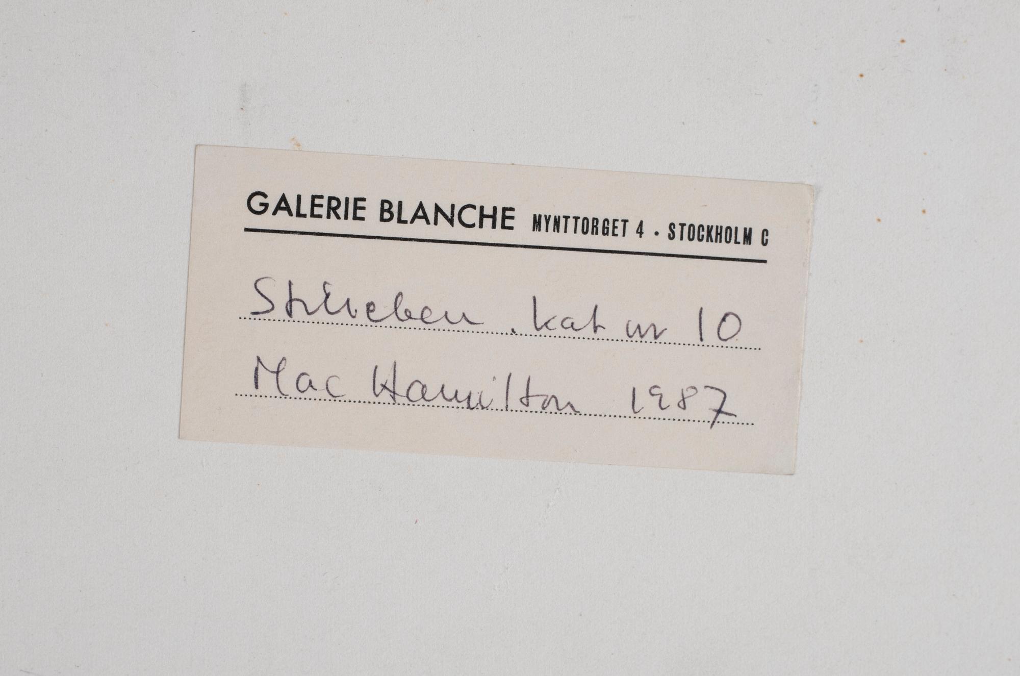 MAC HAMILTON, oil on paper laid down on panel, signed Mac Hamilton. Executed in 1987.