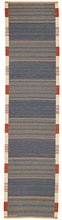 Märta Måås-Fjetterström, MATTO, "Malmstens gångmatta, blå", flat weave, ca 408,5 x 101 cm, signed AB MMF.