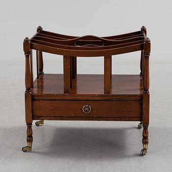 A mahogny newspaper stand (so called Canterbury), England, late 20th century.