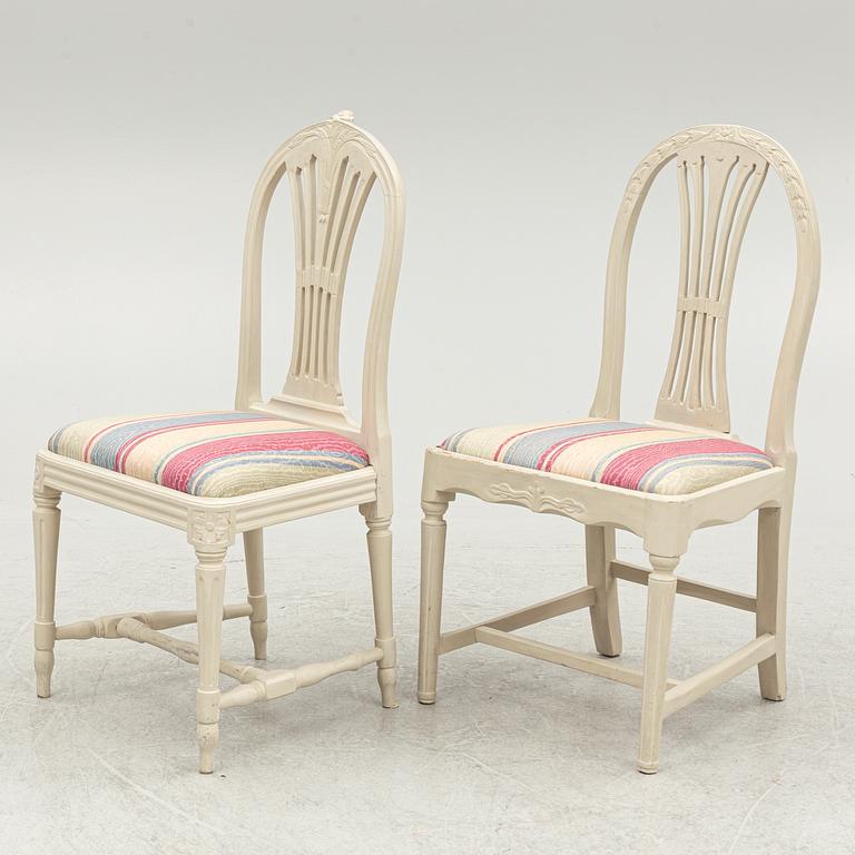 A set of four (2+2) late Gustavian chairs, circa 1800.