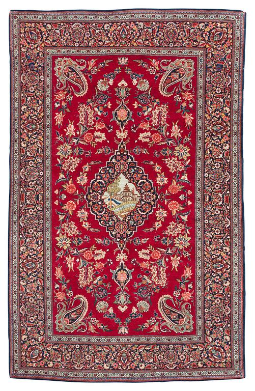 SEMI-ANTIQUE KASHAN. 208 x 133,5 cm.