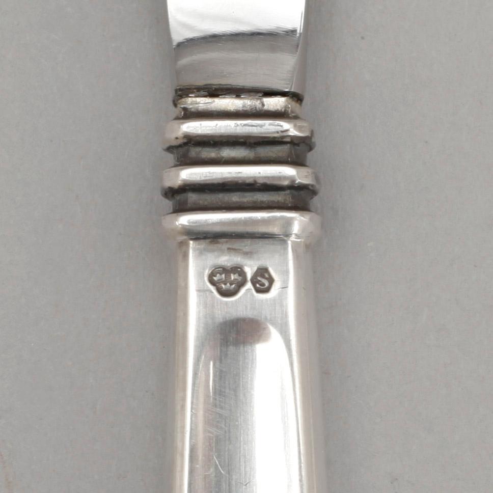 BESTICKSSERVISDELAR, silver, 36 delar, Mema, modell "Paris", design: Claes E Giertta, tot vikt, ca1240 gram inkl knivar.