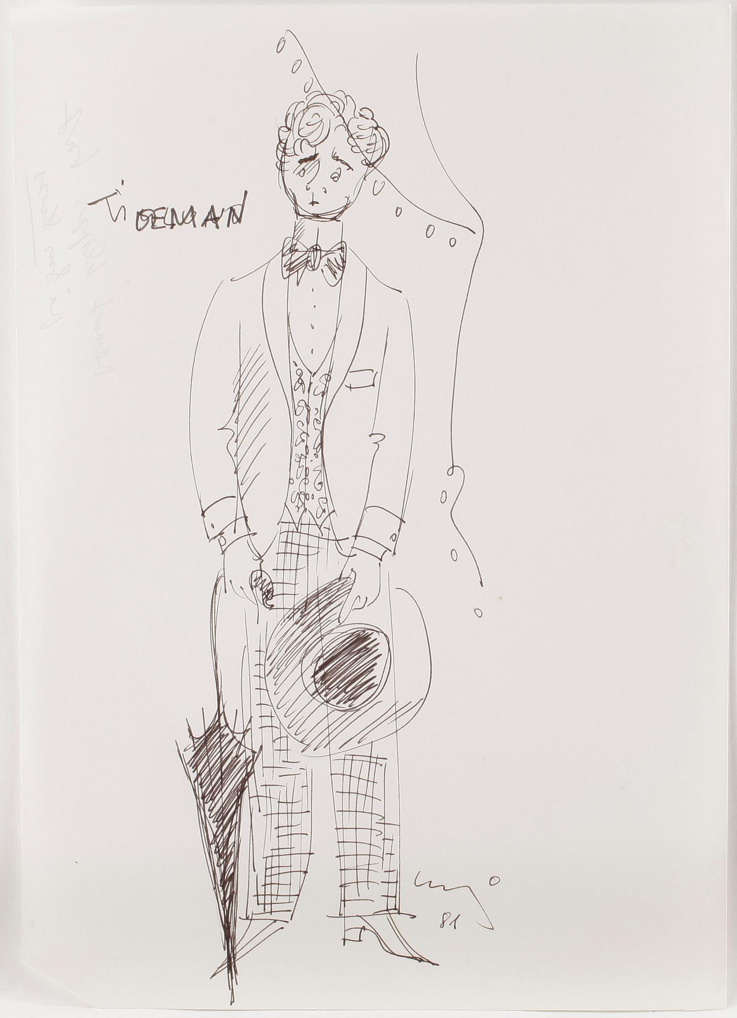 MAX GOLDSTEIN (MAGO) akvarellteckningar, kostymskisser och blyertsteckningar, ca 70 st, bl a 1940-tal, delvis sign.