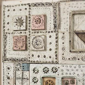 Rut Bryk, a stoneware wall relief, Arabia, Finland 1960s.