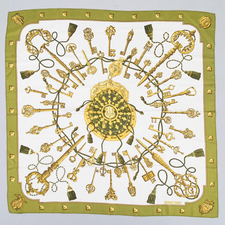 Hermès, a 'Le Cléfs' silk scarf.