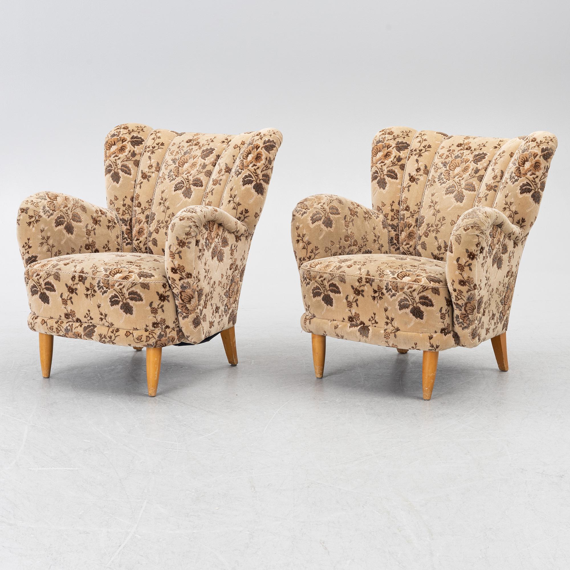 Fåtöljer, ett par, Swedish modern, 1940/50-tal.