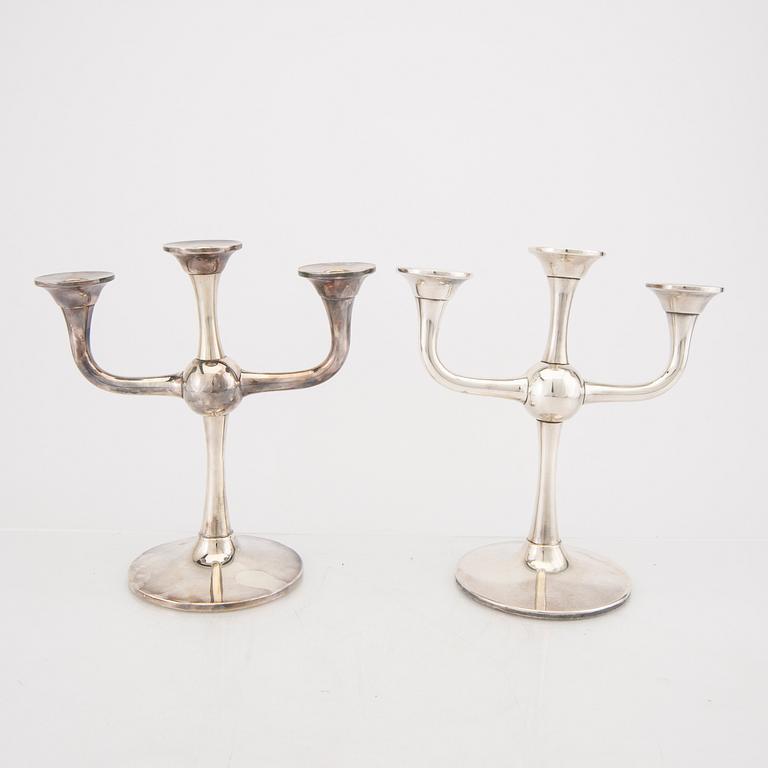 A 20th century Norwegian pair of silver candelabras mark of Karl Jörgen Otteren  weight 1428 grams.