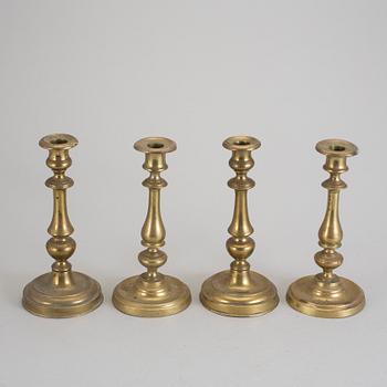 LJUSSTAKAR, 4 stycken, mässing, 1800-tal.