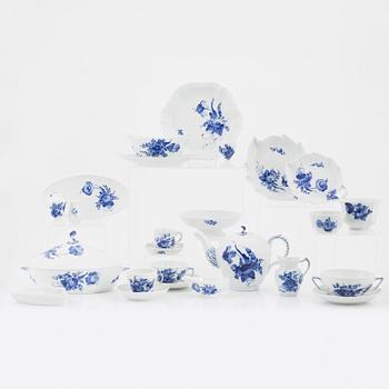 A porcelain coffee and dinner service, 116 pieces, 'Blue flower', Royal Copenhagen, Denmark.