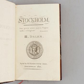 Klassisk stockholmstopografi 1800-01 i tidiga hedbergband (4 vol).