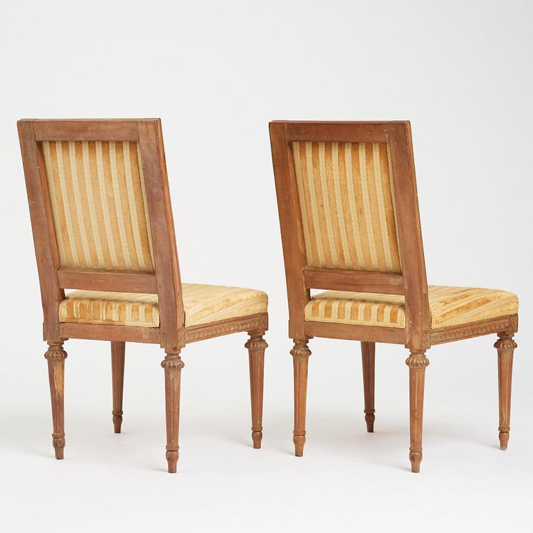 A pair of Gustavian late 18th century chairs.