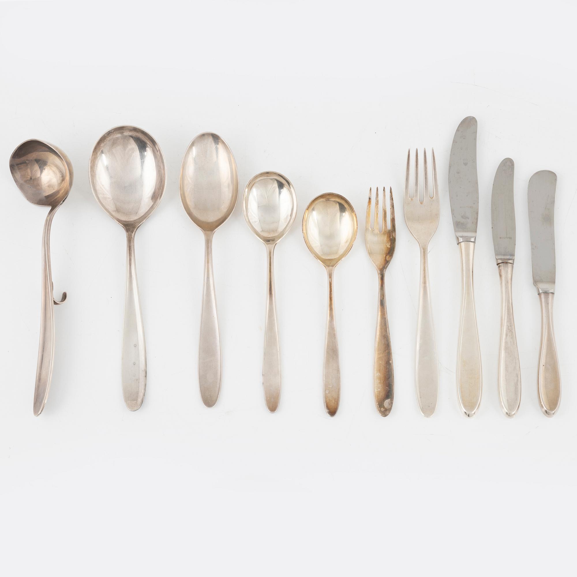 Bestickservis, 69 delar, silver, Norge, 1900-talets andra hälft.