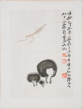 Qi Baishi (CHI PAI-SHIH) · QI BAISHI (CHI PAI-SHIH), efter målning, träsnitt, 1950-tal.