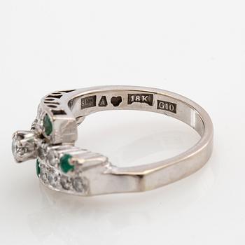Ring, 18K gold with brilliant-cut diamonds and emeralds, Åhus Goldsmith, Holmqvist, Åhus, 1981.
