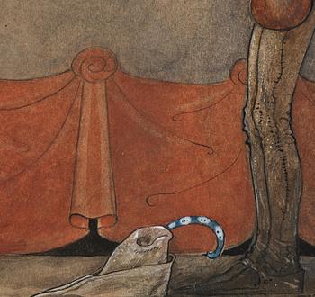 John Bauer, "Madonnan ger spelmannen sin ena sko" (from "Spelmannen som fick madonnans guldsko").