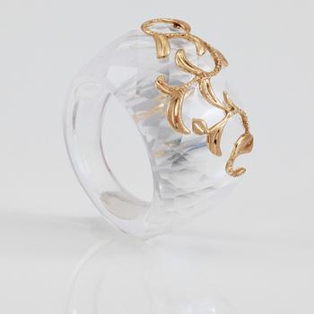 RING, 14k guld och bergkristall.