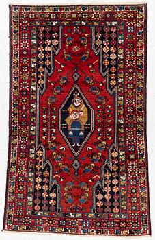 A semi-antique pictoral Mazlagan rug, Northwest Iran, c. 195 x 125 cm.