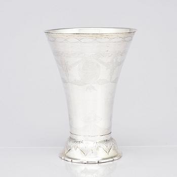 A Swedish 18th century parcel-gilt silver beaker, mark of lars Löfvgren, Hudiksvall (1797-1853).