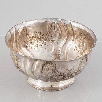 Skål, silver, oidentifierad stämpel, möjligen Danmark, rokoko, 1700-tal.