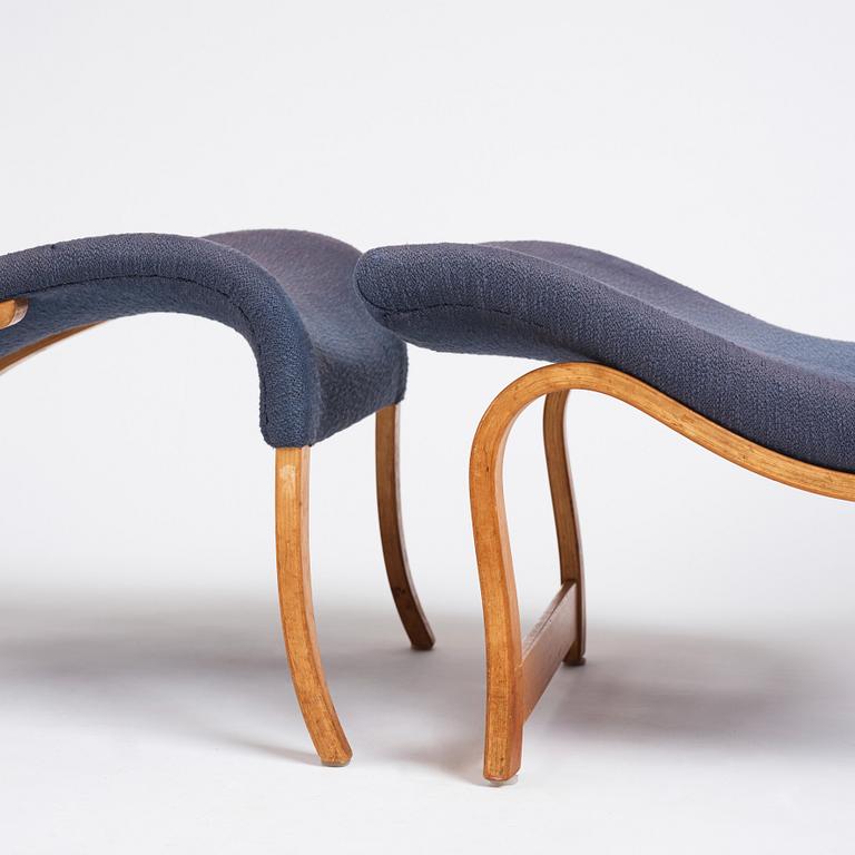 Bruno Mathsson, an easy chair and footstool, model '36', Firma Karl Mathsson, Sweden 1940.