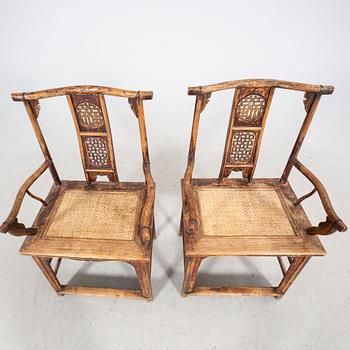 A pair of Chinese hardwood chairs, late Qing dynasty, 19th Century.