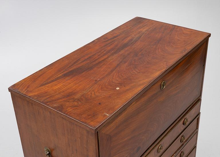 A late Gustavian mahogany secretaire by L. Almgren (master in Stockholm 1771-95).