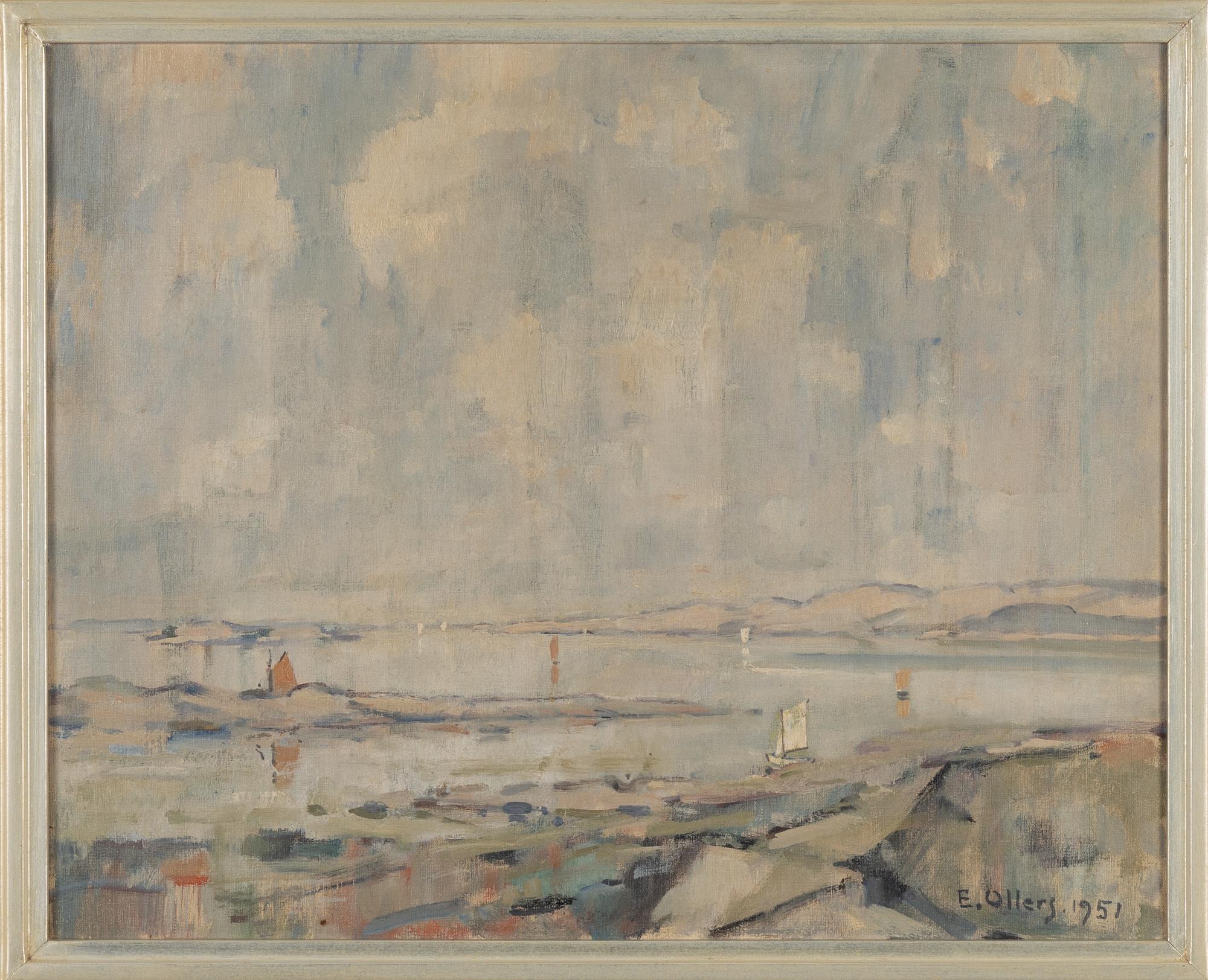 Edvin Ollers, Coastal Landscape with Sailing Boats.