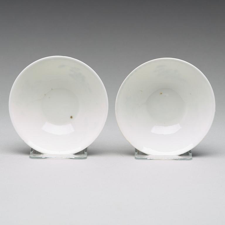 A pair of blue and white bowls, Qing dynasty, Guangxu mark and period (1875-1908).