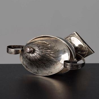 A Swedish late 18th century silver minitaure sugar bowl and cover, makers mark of Gustaf Aberg (Jonkoping 1796-1828-).