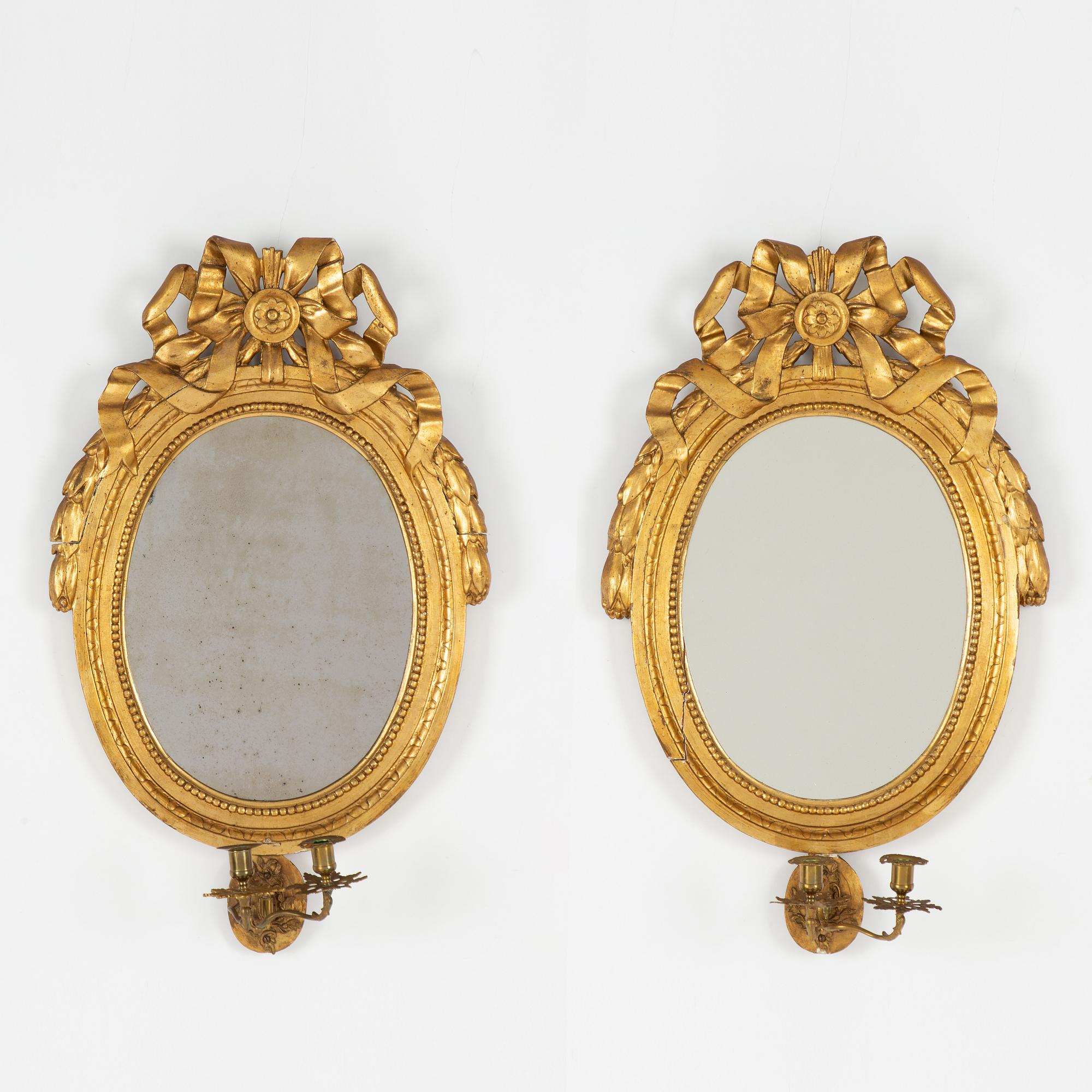 Spegellampetter ett par, Gustavianska, 1800-talets början.