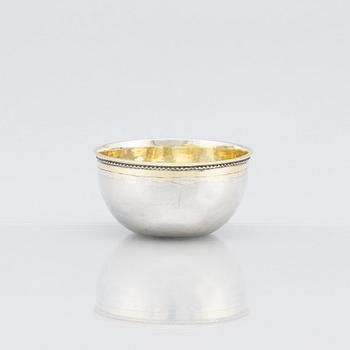 A probably Swedish 18th Century parcel-gilt silver tumbler, unidentified makers mark LWK.