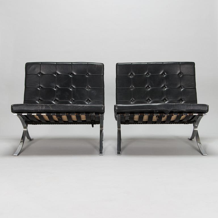 Ludwig Mies van der Rohe, a pair of late 20th century 'Barcelona' easy chairs' for Knoll.