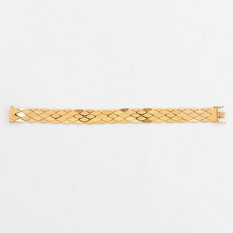 Armband, 18K guld, matta länkar, Italien.