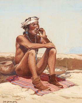 113. Carl Oskar Borg, Rökande indian.