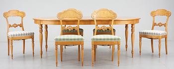 MATSALSGRUPP, 7 delar, senempirestil, Alsterbro Möbelfabrik, 1940-tal.