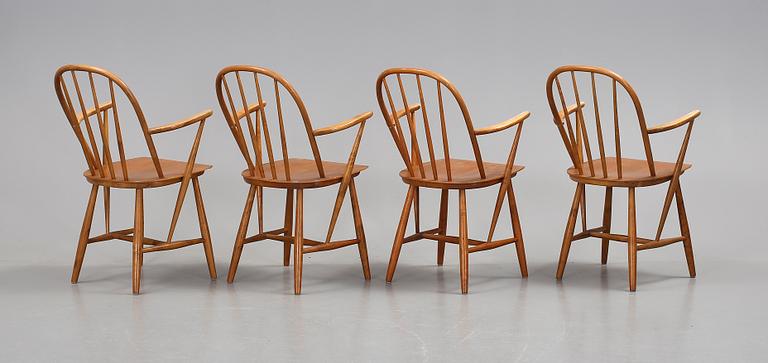 KARMSTOLAR, 4 st, "Nesto", Nässjö stolfabrik, 1900-talets andra hälft.