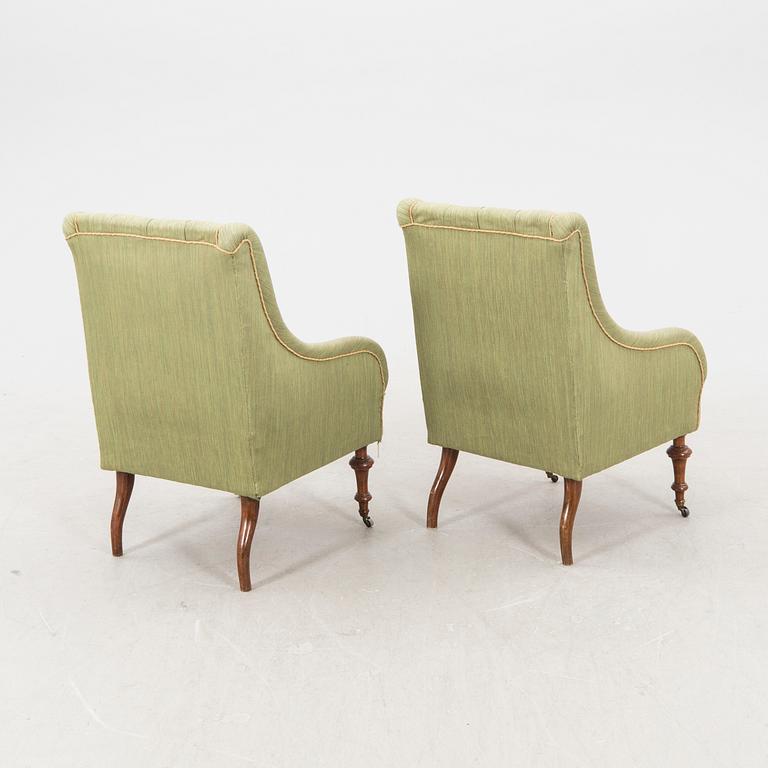 A pair fo late 19th century armchairs.