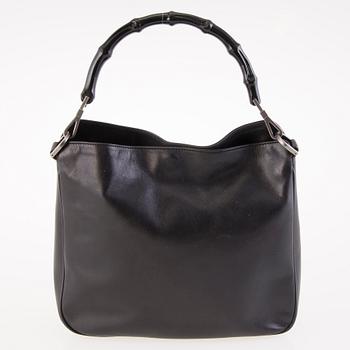 GUCCI Black Leather Bamboo Bag.