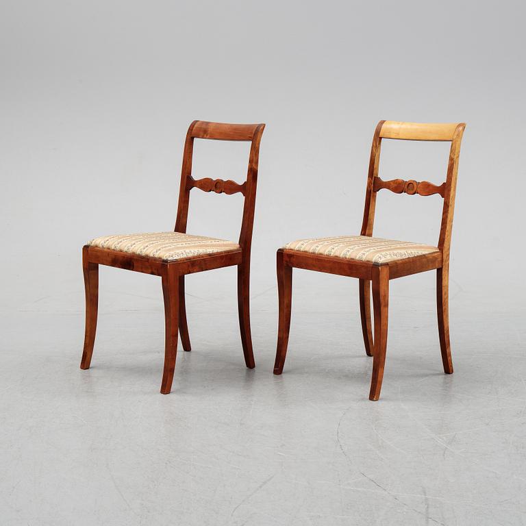 A set of eight stained birch chairs, mid 19th Century.