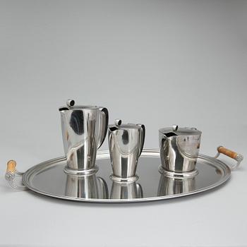 KAFFESERVIS, 4 delar, rostfritt stål, Folke Arström, Gense.