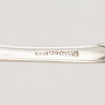 Buljongskedar, 12 st, silver, modell Olga, CG Hallberg, Stockholm, 1949-55.