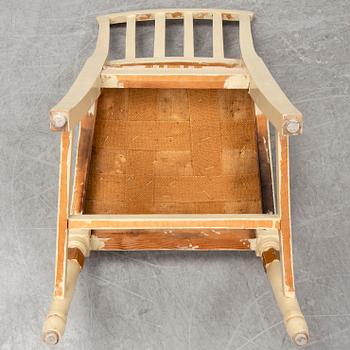 A set of two late Gustavian chairs and two chairs in late Gustavian-style, 19th and 20th Century.