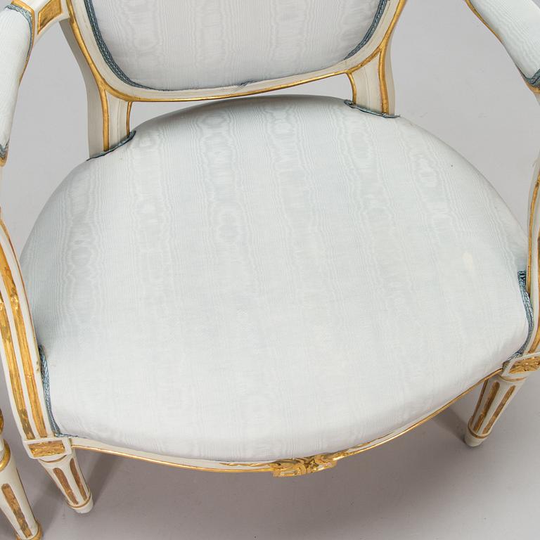 Two armchairs, Louis XVI, probably Denmark, second half of the 18th century.